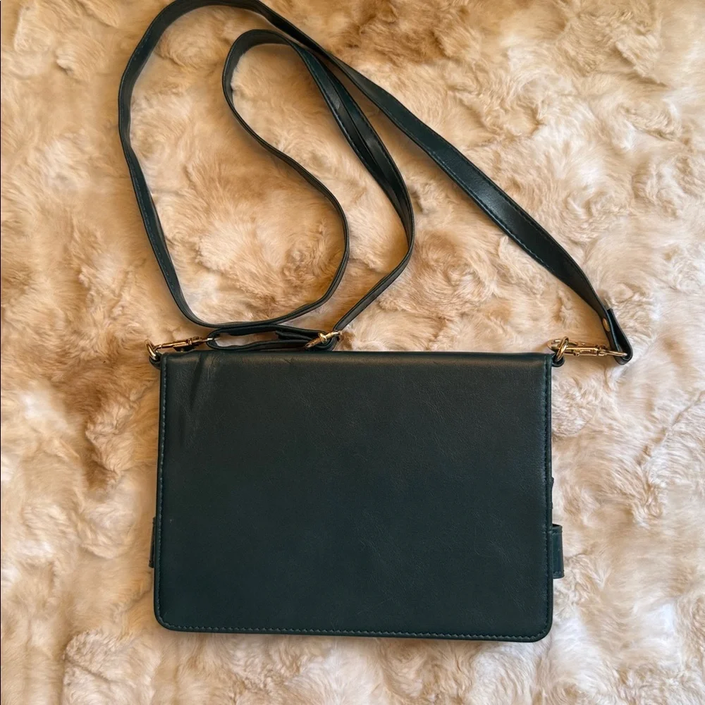 Techcircle Folio Stand PU Green Leather Crossbody Mini IPad Handbag Case - Picture 2 of 11